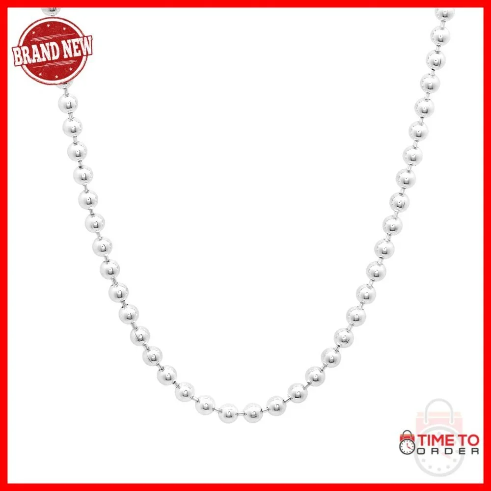 Sterling Silver Bead Ball Chain Necklace, Italian Made, 3MM Style